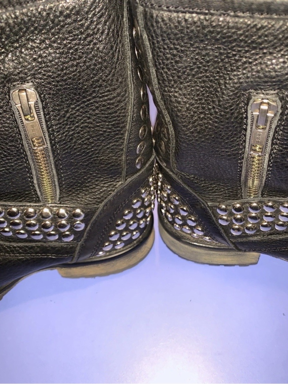 Steve Madden "Fraankie" Black Studded Leather Moto Boots - Picture 7 of 7